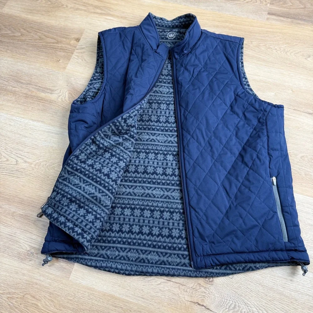 Peter Millar Blue Reversible Quilted/Fair Isle Fleece Vest Mens XL Gorpcore